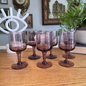 Vintage Amethyst Purple Glass Goblets - Set of 6 MCM Sherry Cordial Glasses 4.75